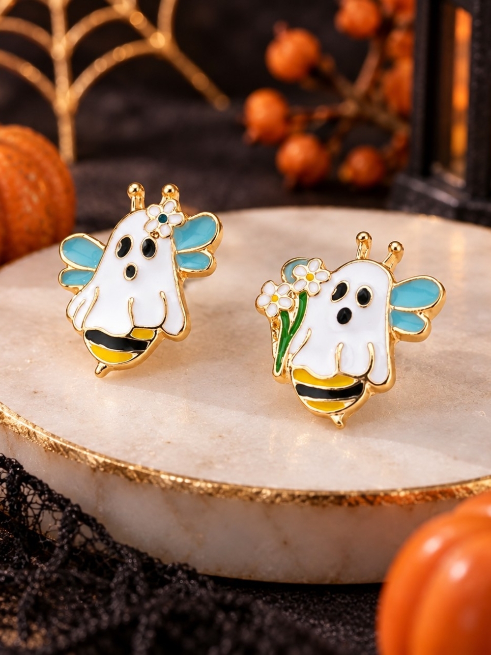 BETSEY JOHNSON GHOST BEE STUD HALLOWEEN EARRINGS